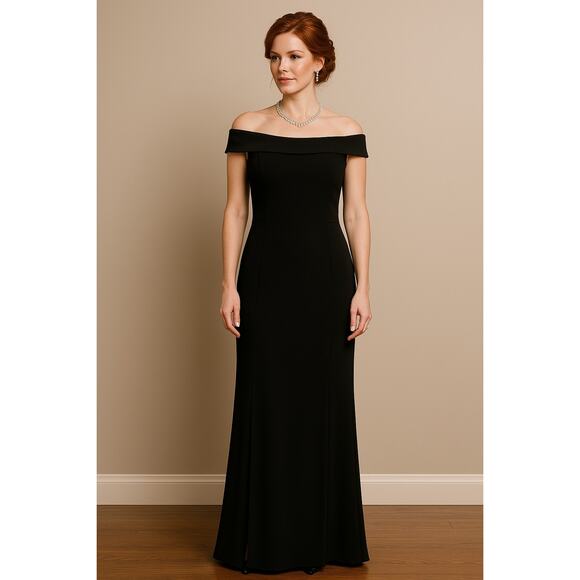 Alex Marie Off-Shoulder Black Formal Gown- Size 6 - Picture 1 of 15